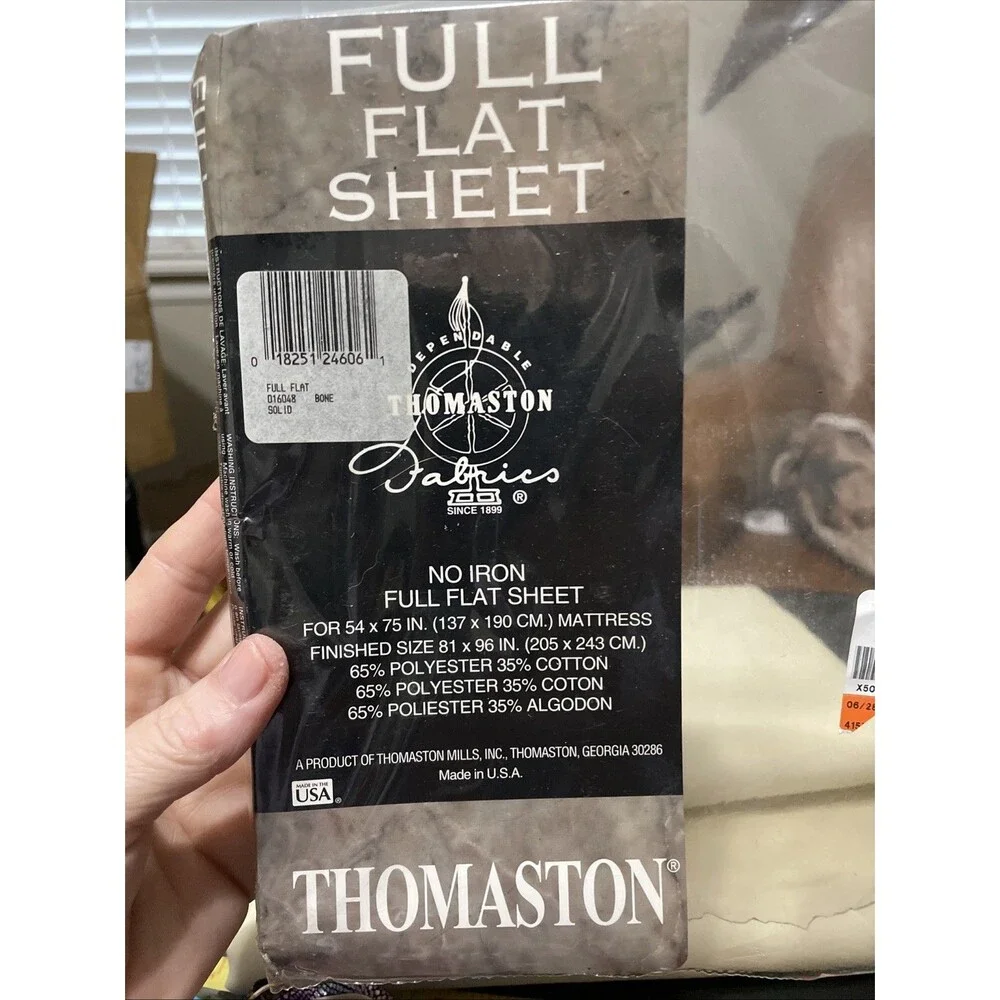 vintage thomaston flat sheet Full solid cream cotton y2k 90s 80s usa